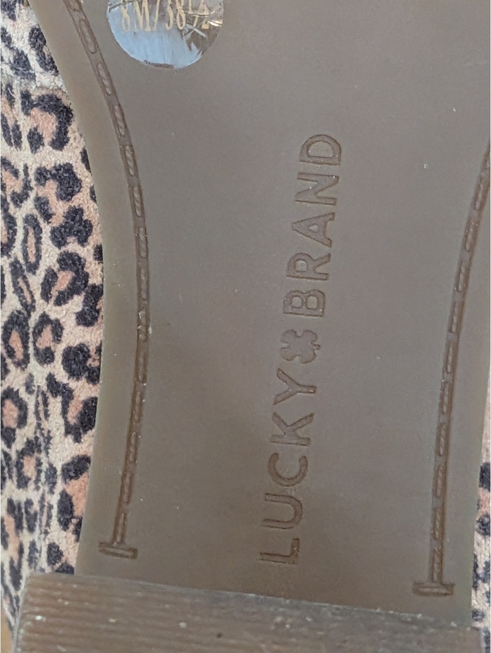 Lucky Brand Joal Leopard Print Peep-Toe Block Heel Booties 8M Chunky Block Heel - Picture 6 of 8